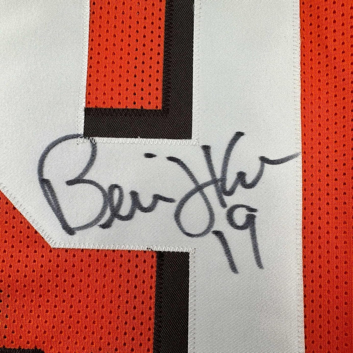 Framed Signed Bernie Kosar 35x39 Cleveland Orange Jersey JSA COA