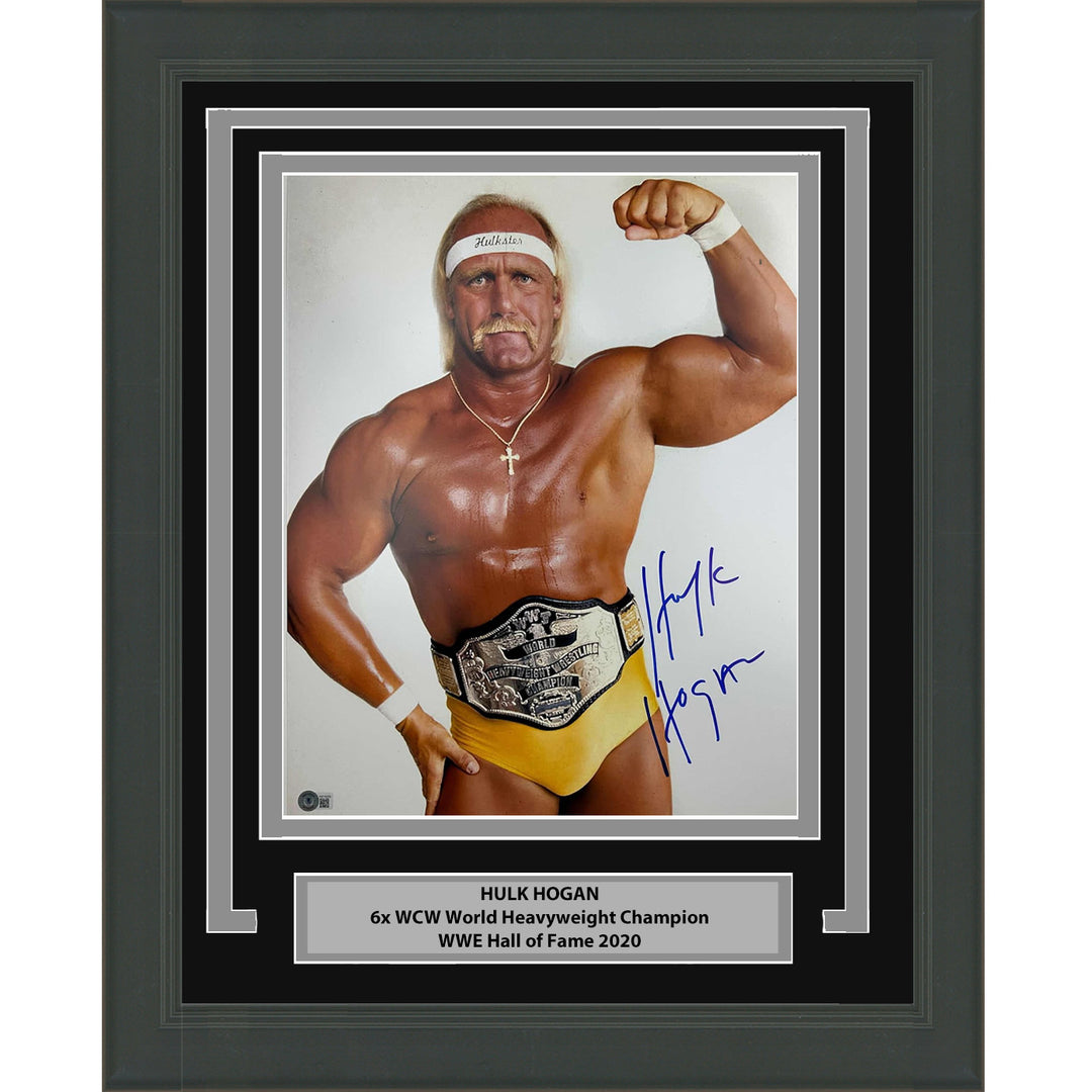 Framed Autographed/Signed Hulk Hogan 16x20 WWE WWF Photo Beckett BAS COA #5