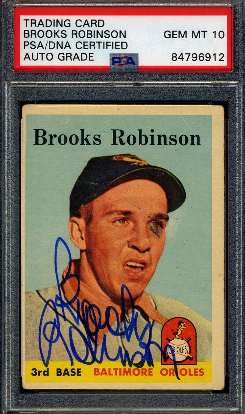 Brooks Robinson Gem Mint 10 PSA DNA Signed 1958 Topps Autograph