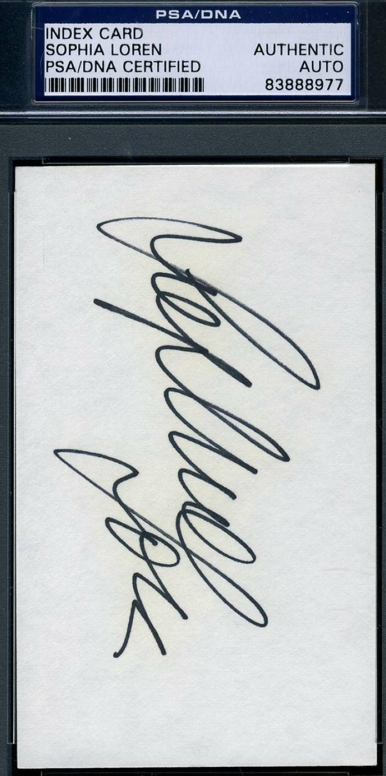Sophia Loren Signed 3x5 Index Card Psa/dna Authentic Autograph