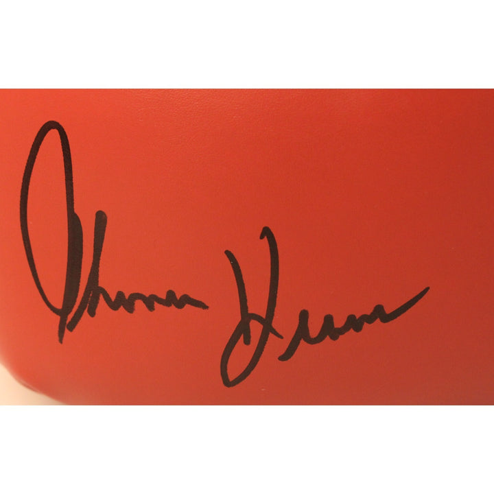 Tommy Hearns Autographed/Signed Red Left Boxing Glove Beckett 44772