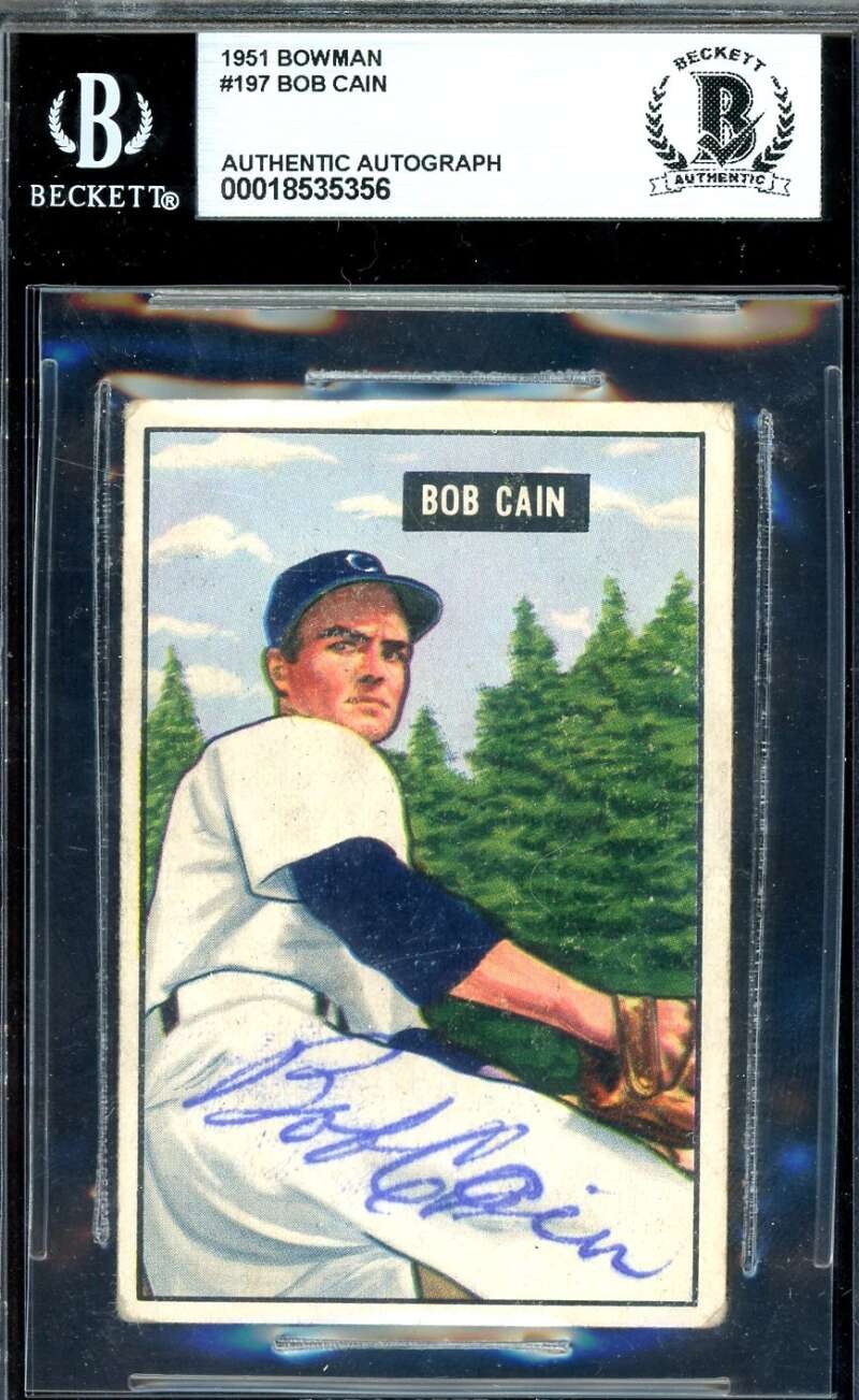 Bob Cain Beckett BAS Signed 1951 Bowman Autograph