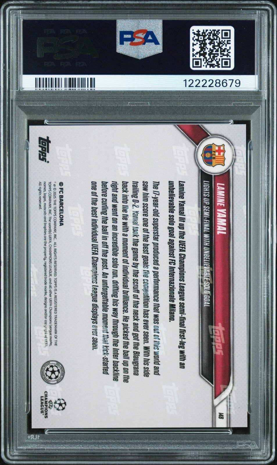 Graded 2024 Topps Now UCL Lamine Yamal #148 Image Variation Soccer Card PSA 10