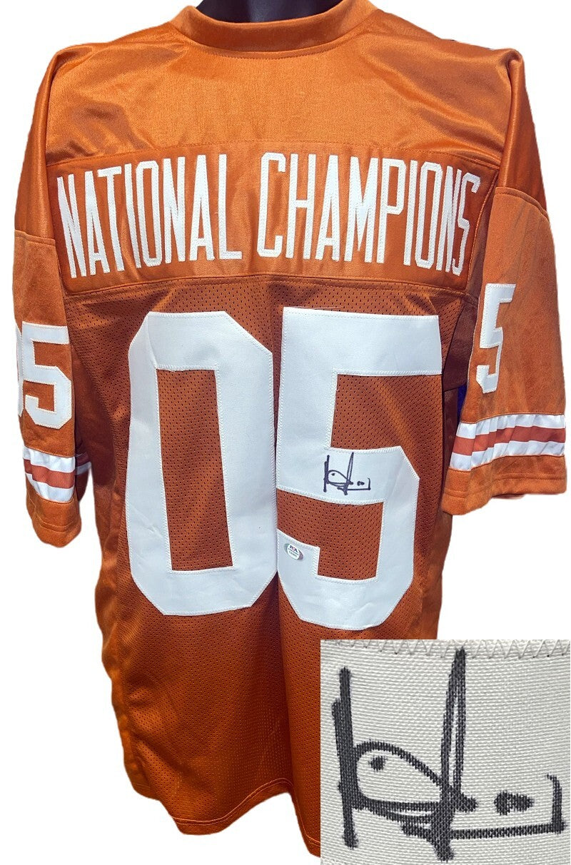 Vince Young signed Texas 2005 “National Champions” Football Jersey XL- PSA ITP