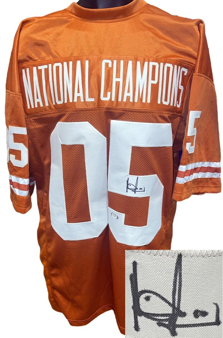 Vince Young signed Texas 2005 “National Champions” Football Jersey XL- PSA ITP
