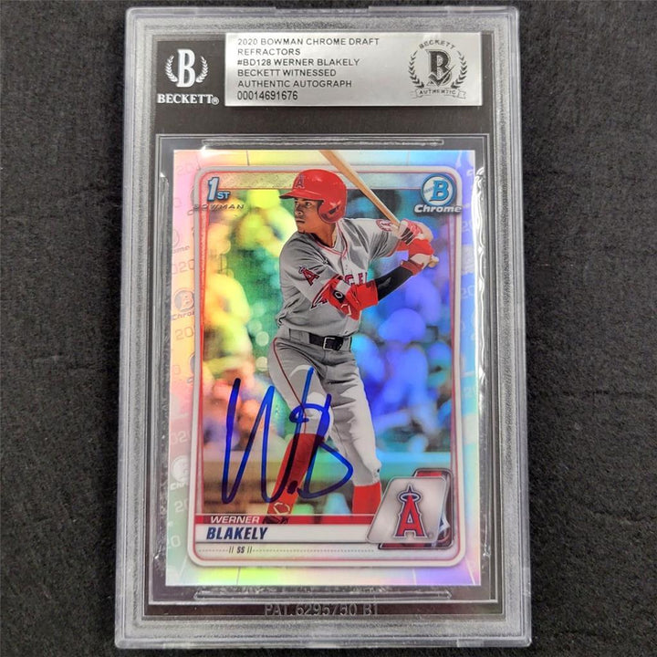 Werner Blakely signed 2020 Bowman Chrome Draft 1st Refractor RC card BAS auto