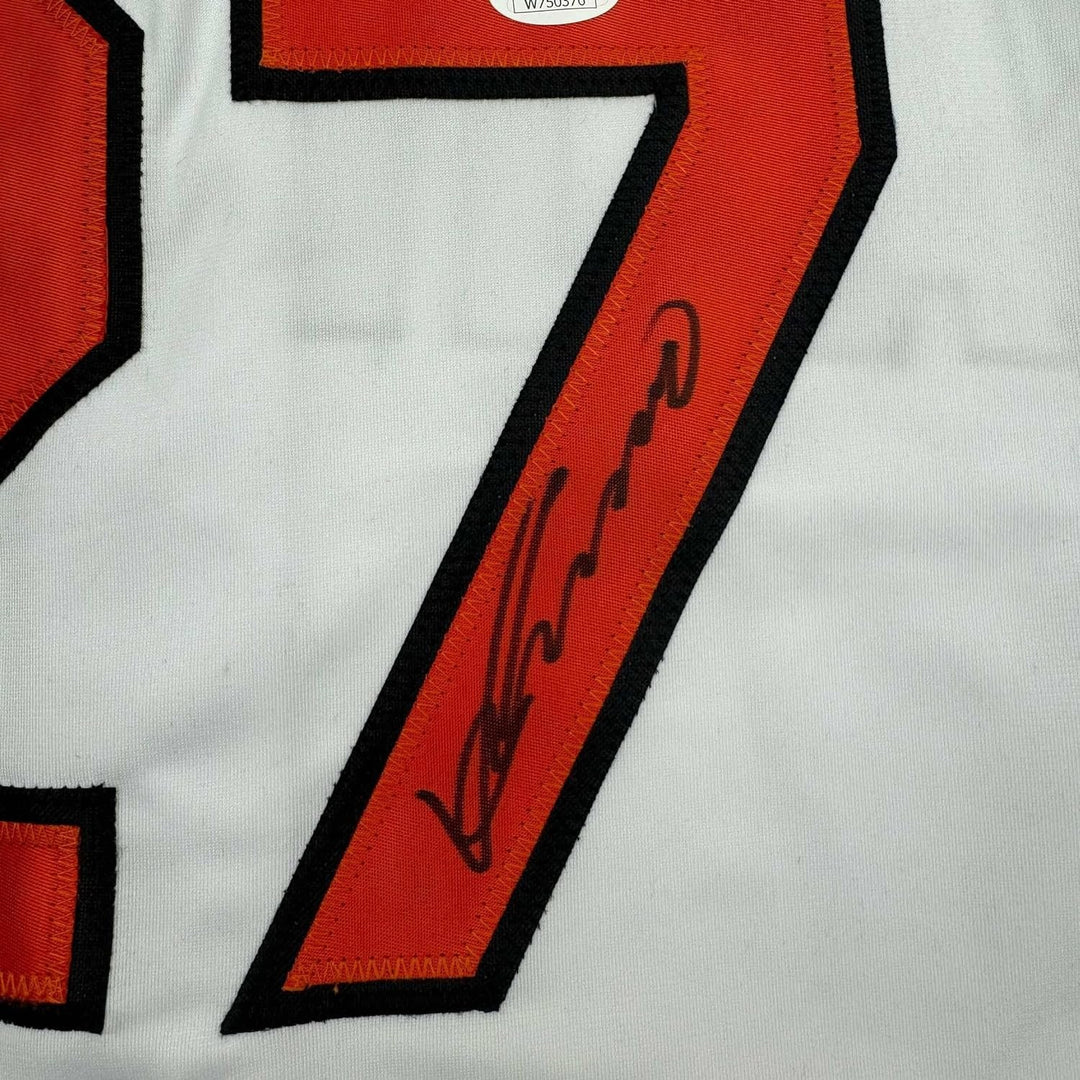 Framed Signed Vladimir Guerrero 35x39 Baltimore White Jersey JSA COA