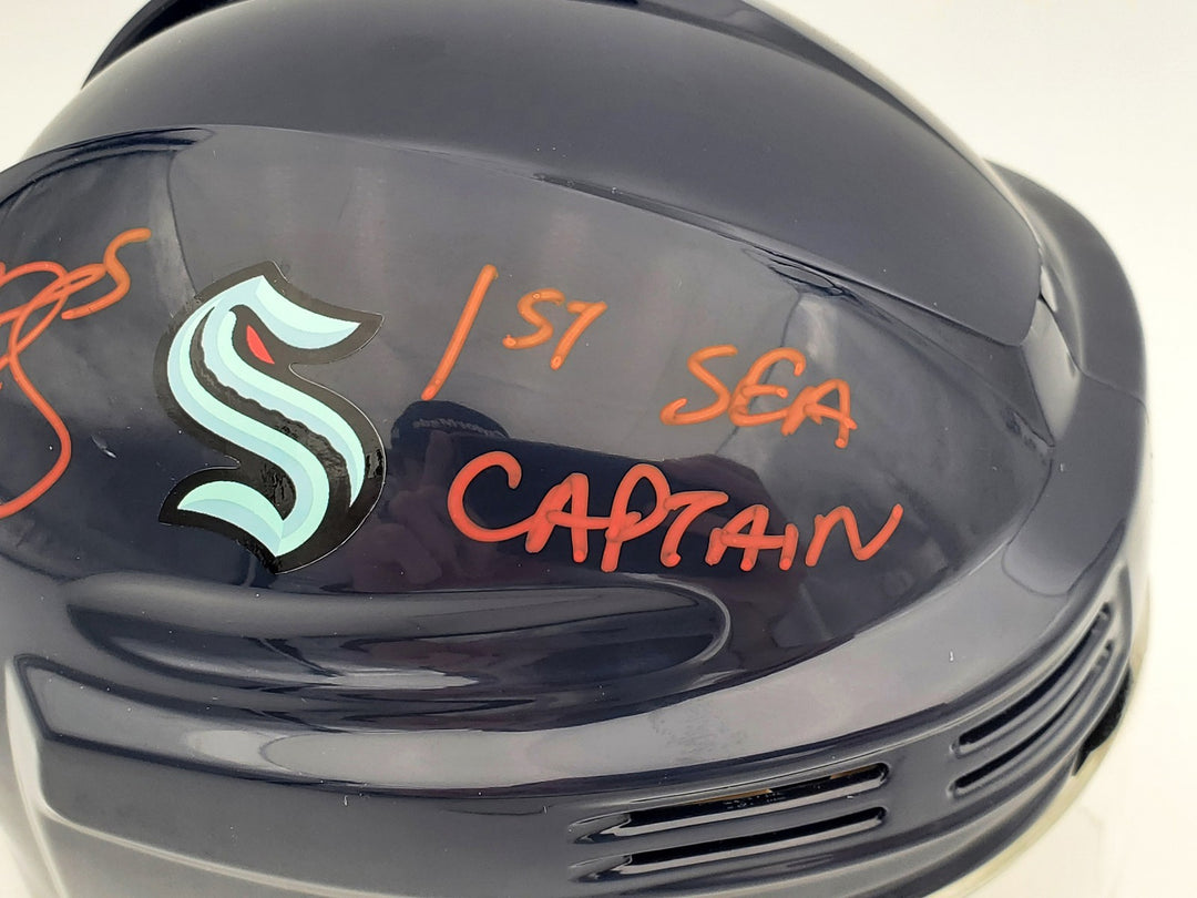 Mark Giordano Auto Seattle Kraken Blue Mini Helmet 1st SEA Captain Fanatics Holo