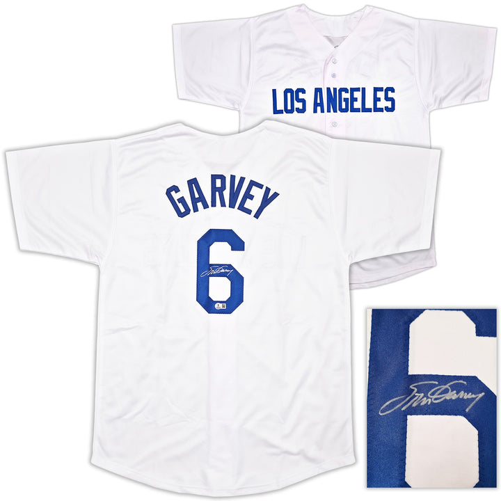 Los Angeles Dodgers Steve Garvey Signed White Jersey Beckett Wit