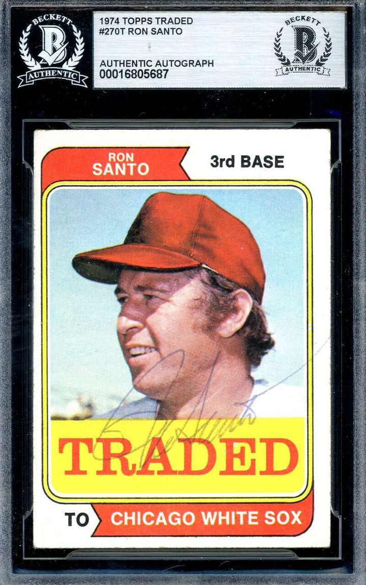 Ron Santo Beckett BAS Signed 1974 Topps Traded Autograph