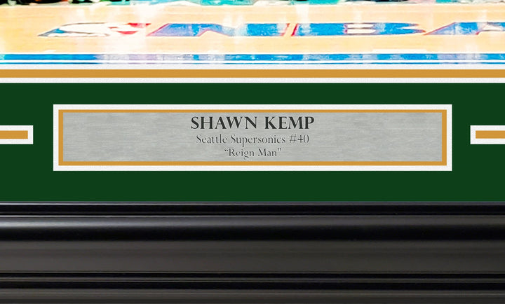 Shawn Kemp Signed Framed 16x20 Photo Supersonics Slam Dunk Contest MCS Holo