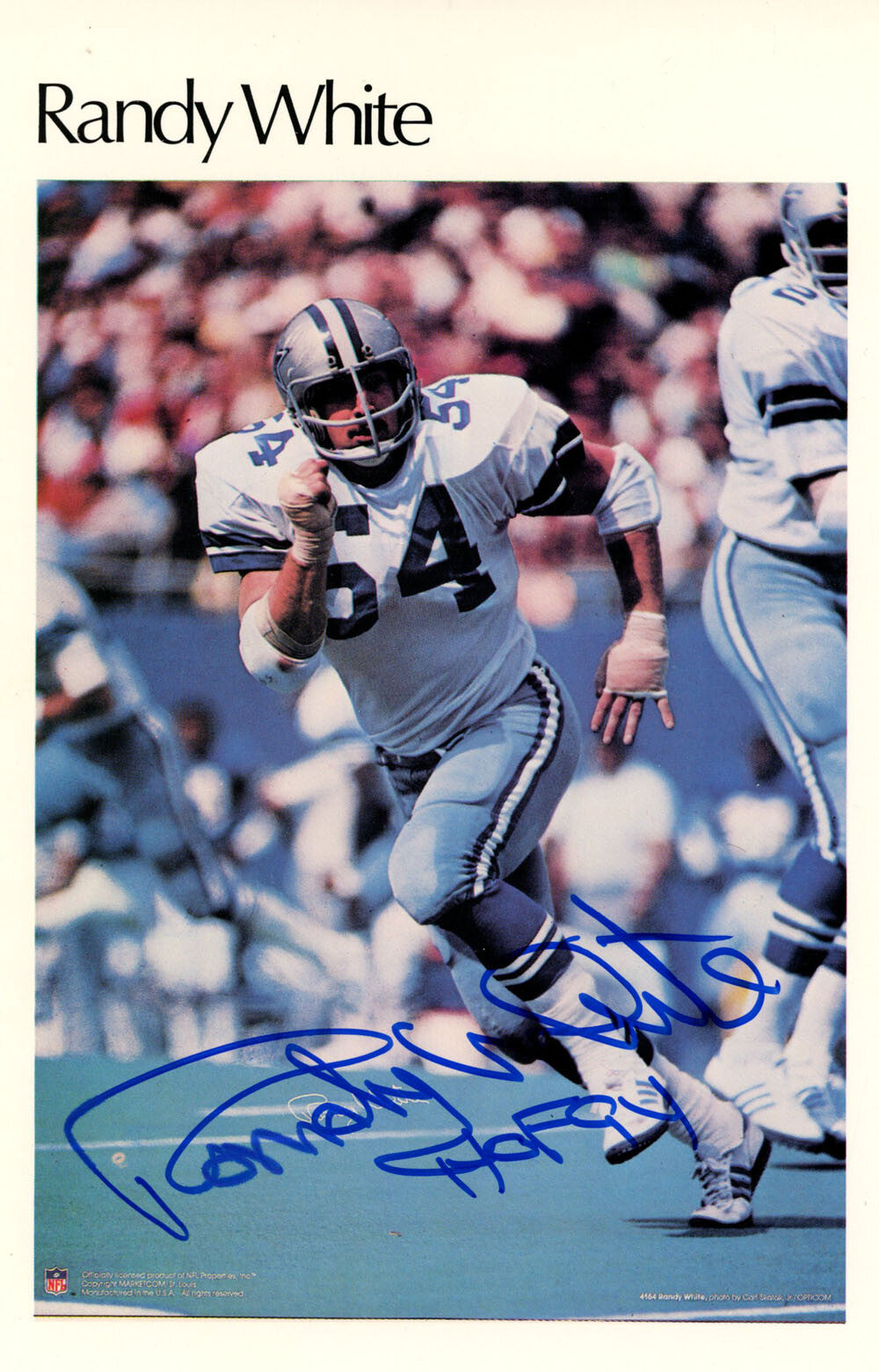 Randy White Autographed Dallas Cowboys Mini Poster 31/50 HOF BAS 46096