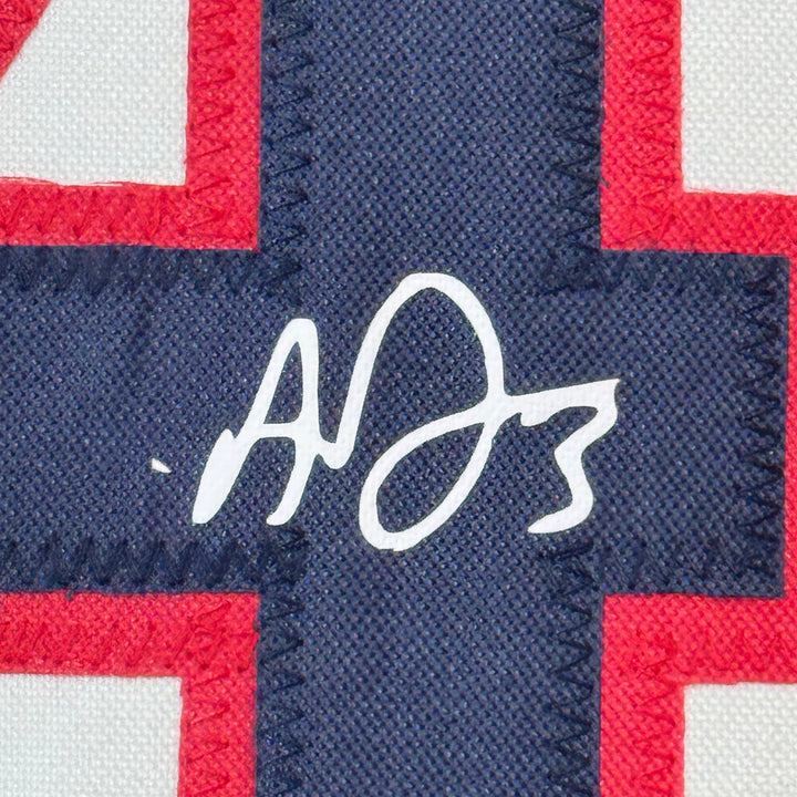 Framed Facsimile Autographed Anthony Davis 35x39 2024 USA Blue Reprint Jersey