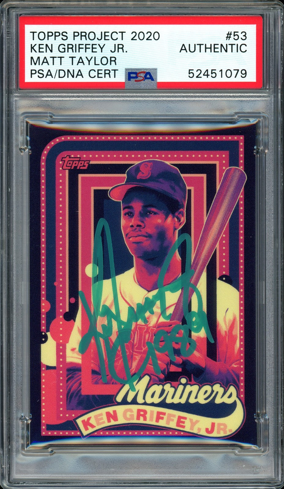 Ken Griffey Jr. Signed Topps Project 2020 Matt Taylor Card 53 1989 #1/1 PSA/DNA