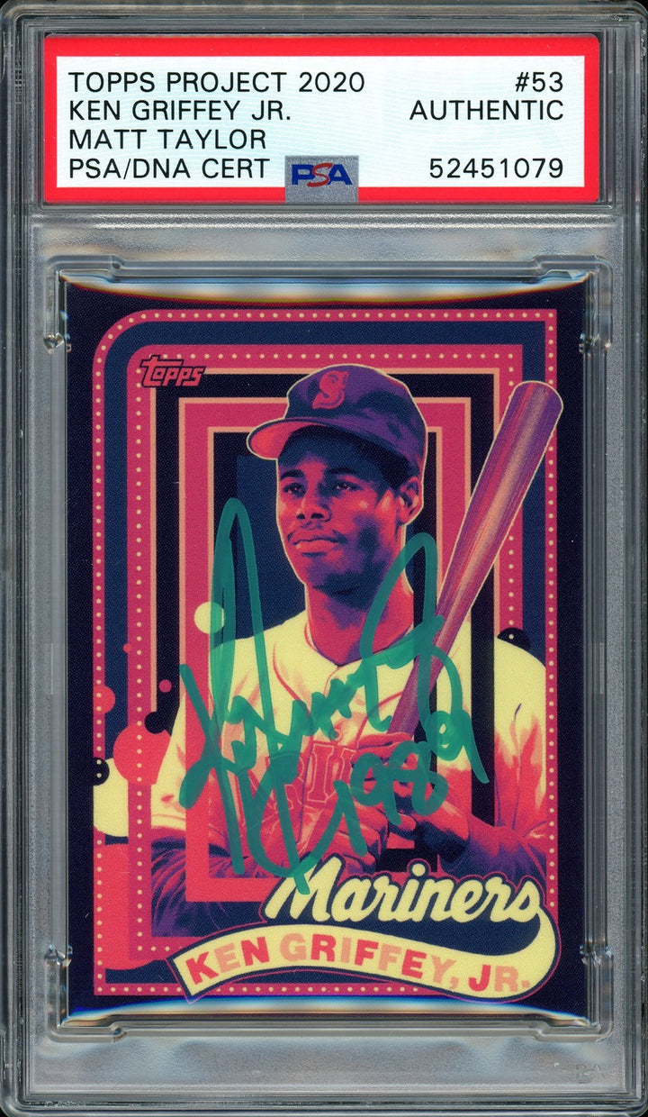 Ken Griffey Jr. Signed Topps Project 2020 Matt Taylor Card 53 1989 #1/1 PSA/DNA