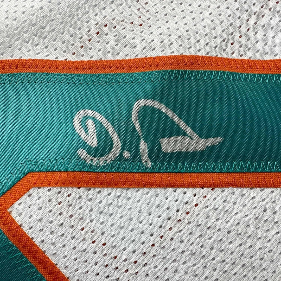 Framed Signed De'Von DeVon Achane 35x39 Miami White Jersey COA