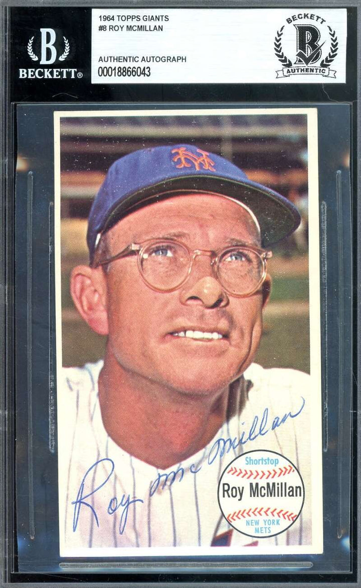 Roy McMillan Beckett BAS Signed 1964 Topps Giants Autograph