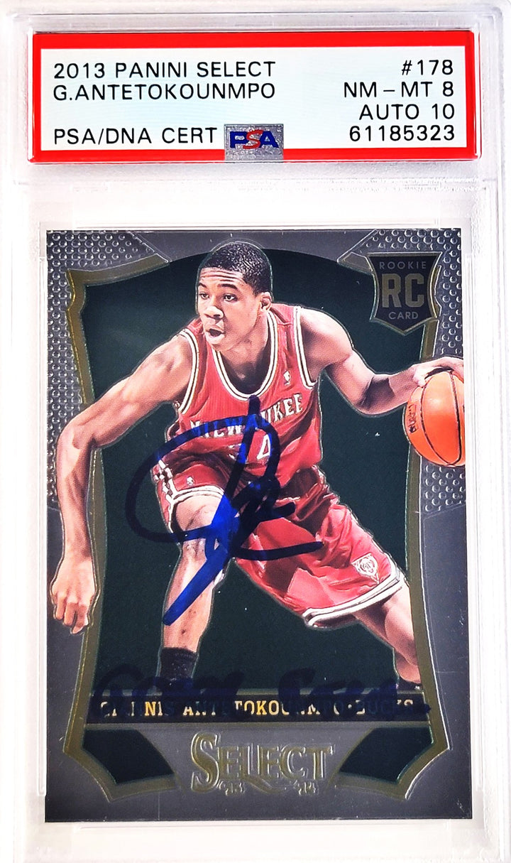 Giannis Antetokounmpo Signed 2013 Panini Select RC 178 PSA 8 Sig 10 Greek Freak