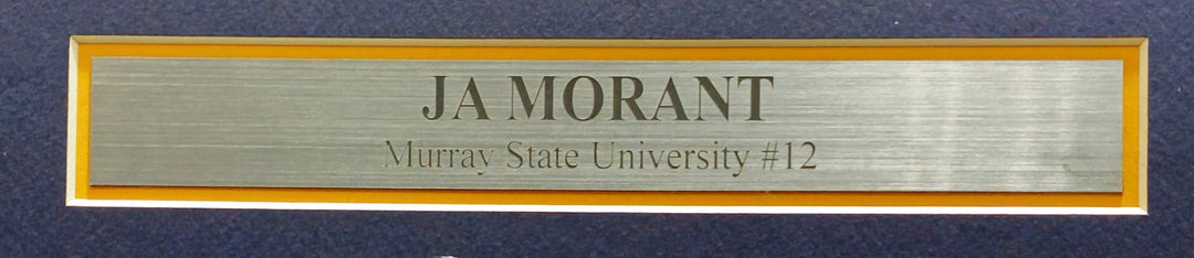 Murray State Racers Ja Morant Signed Framed Blue Retro Brand Jersey JSA