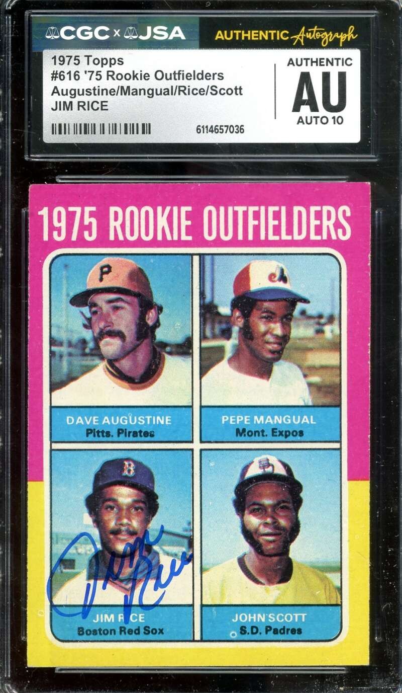 Jim Rice Gem Mint 10 CGC JSA Coa Signed 1975 Topps Rookie Autograph Red Sox