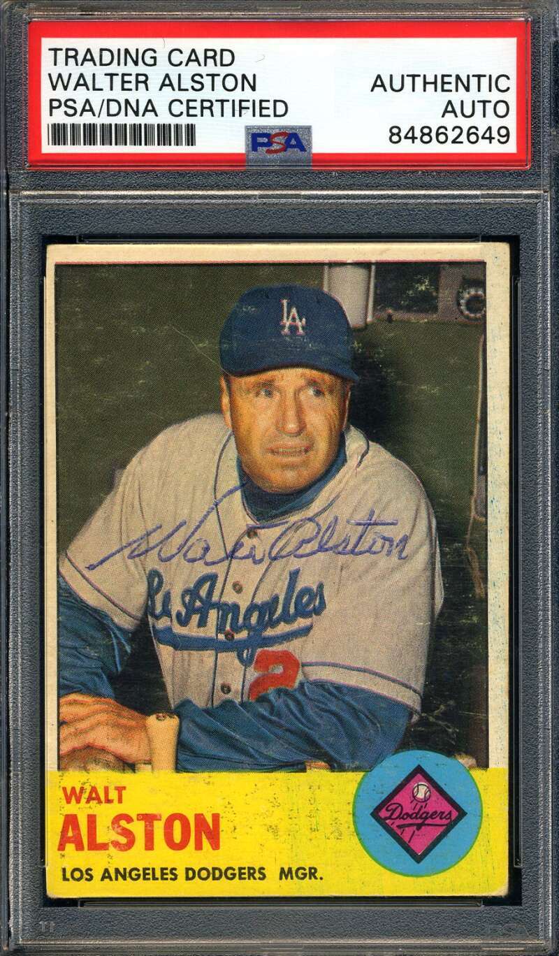 Walter Alston PSA DNA Coa Signed 1963 Topps Autograph