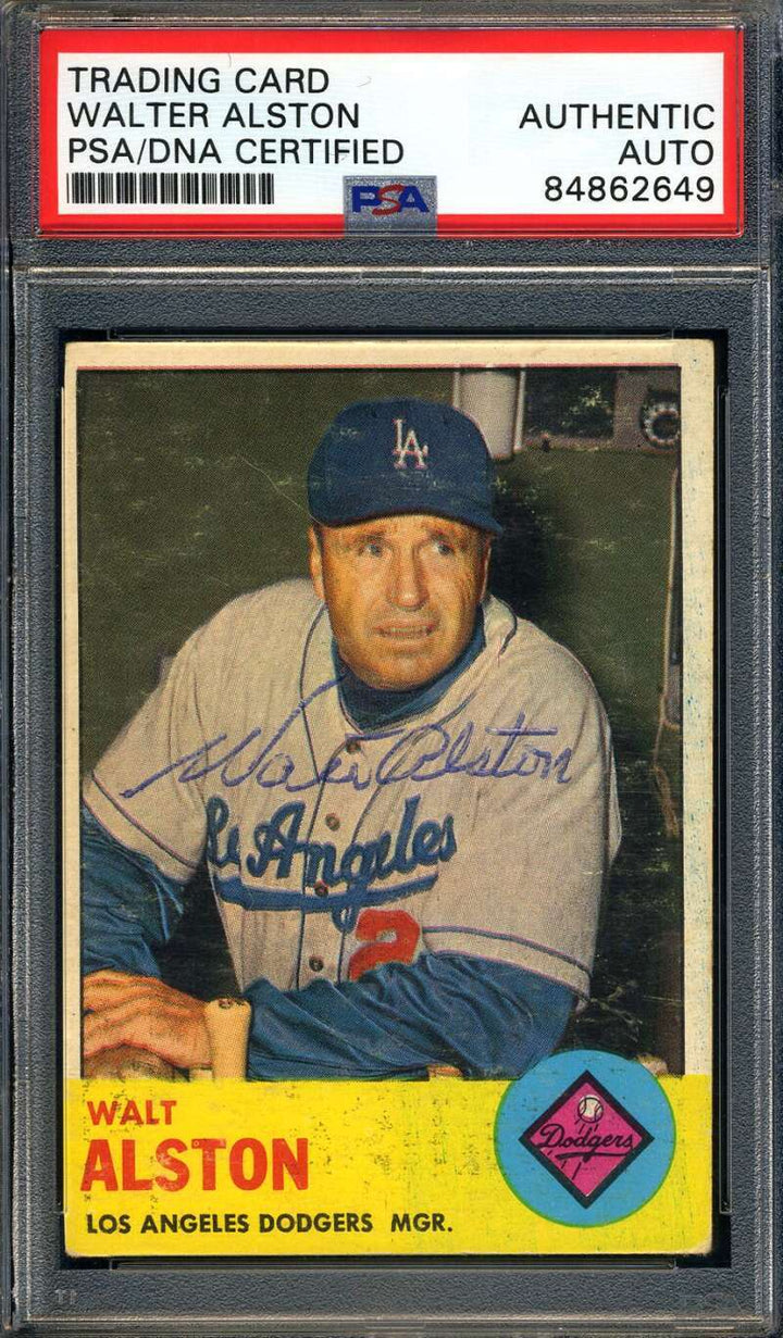 Walter Alston PSA DNA Coa Signed 1963 Topps Autograph