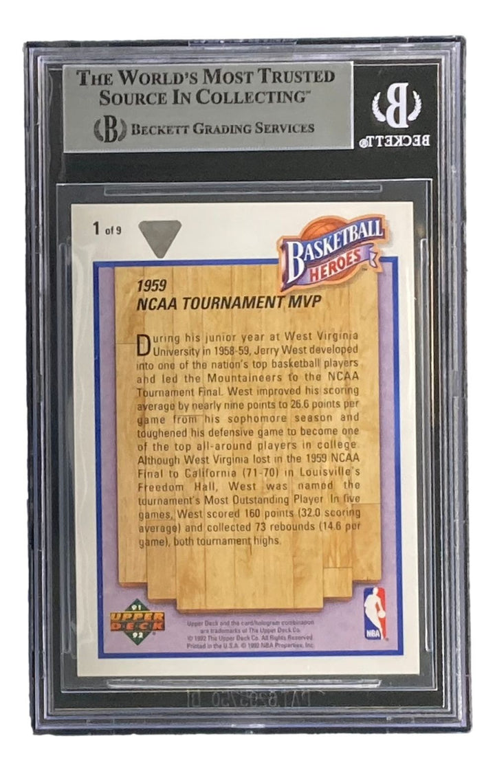 Jerry West Signed 1991-92 UD Jerry West Heroes #1 Lakers Trading Card BAS
