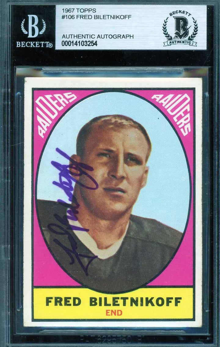 Fred Biletnikoff Beckett BAS Signed 1967 Topps Autograph