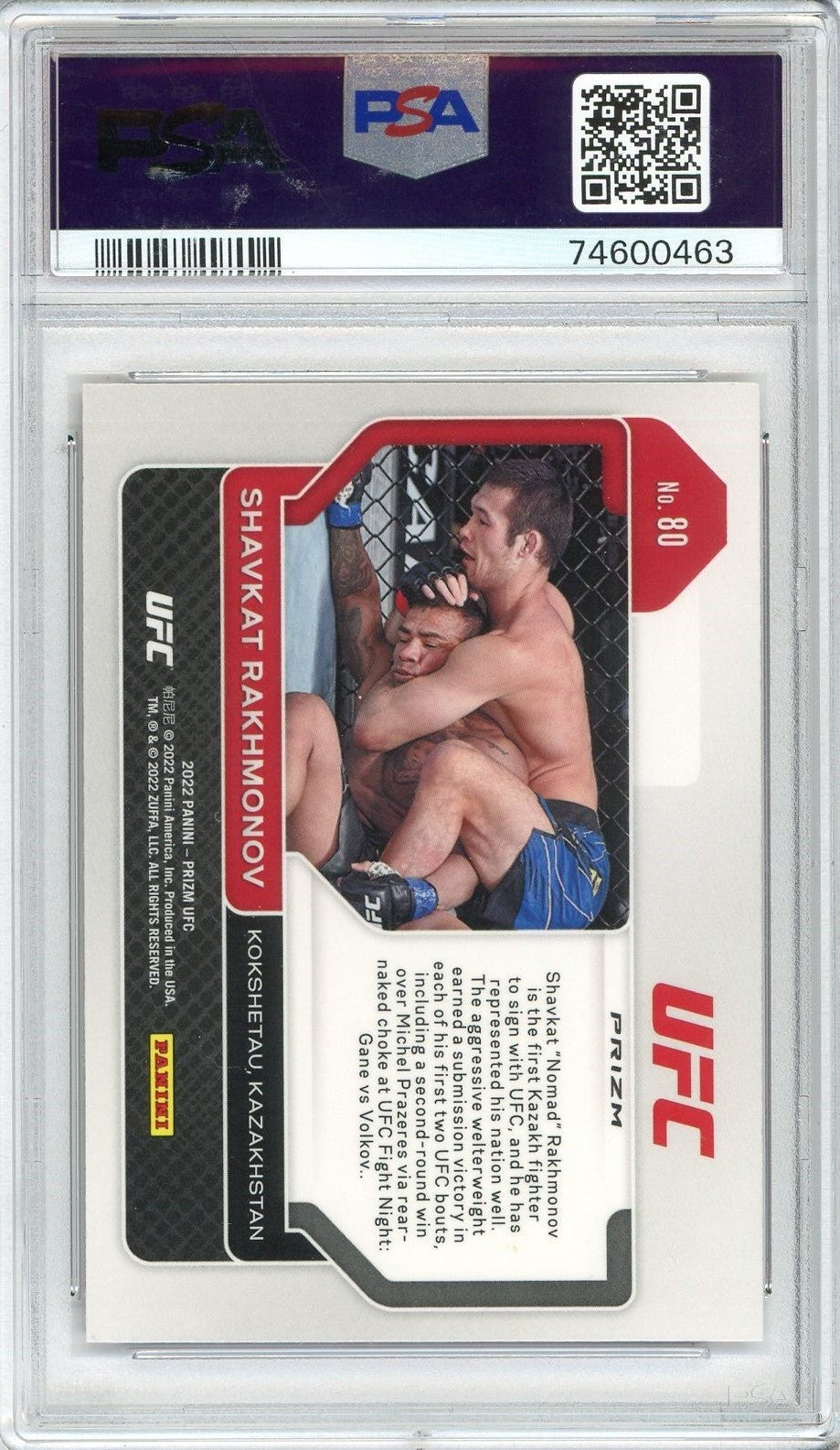 Graded 2022 Prizm UFC Shavkat Rakhmonov 80 Ruby Wave RC UFC MMA Card PSA 10