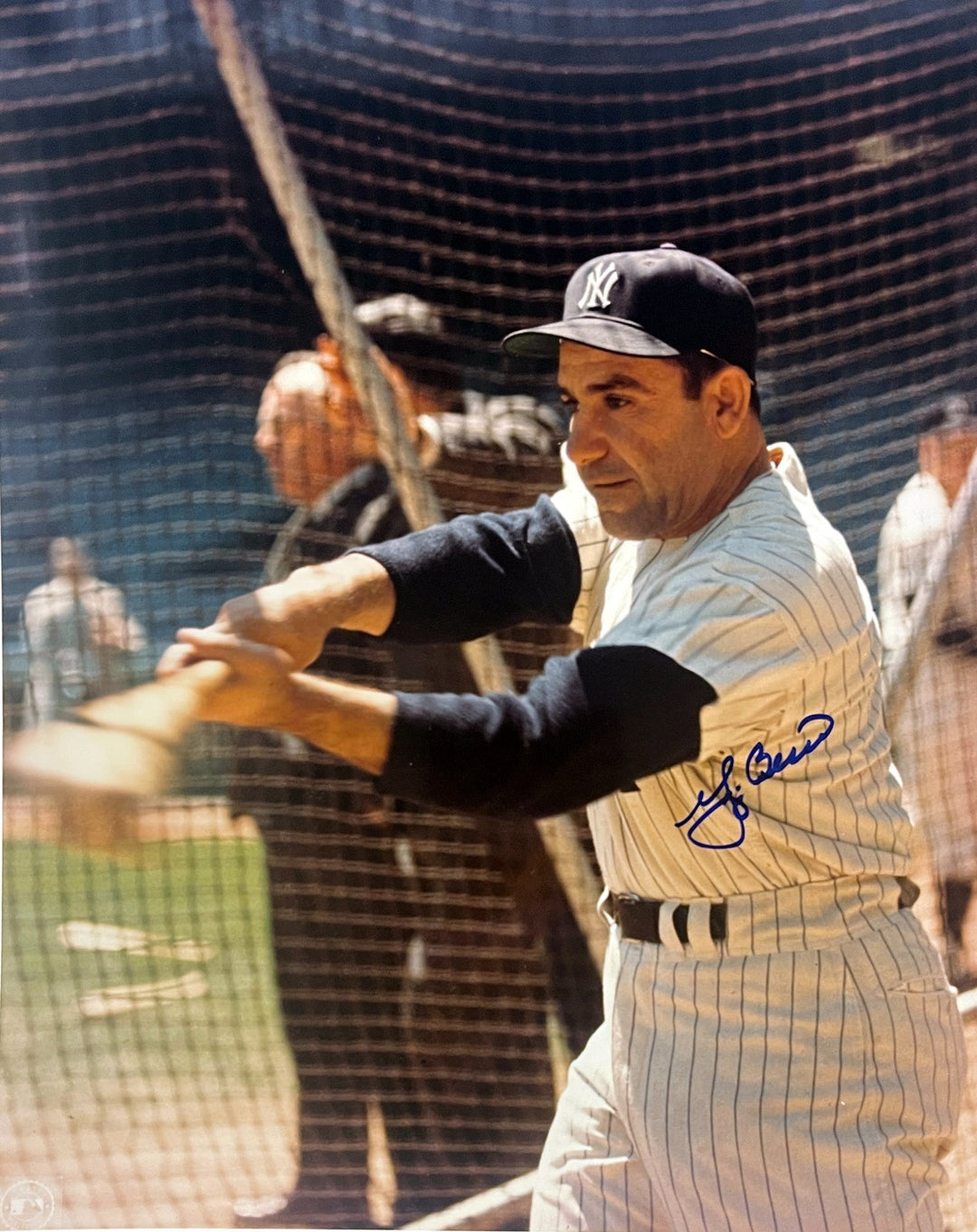 Yogi Berra signed New York Yankees 8x10 Photo imperfect- COA/Show Ticket (HOF)