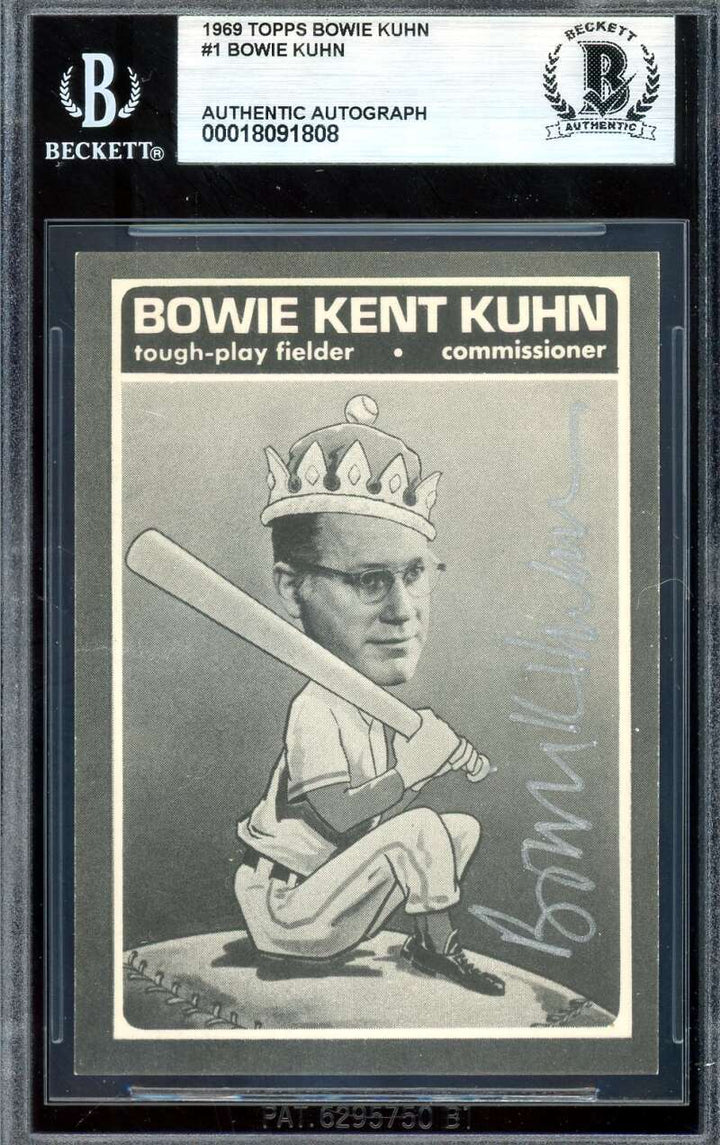 Bowie Kuhn Beckett BAS Signed 1969 Topps Bowie Kuhn Test Rare Autograph