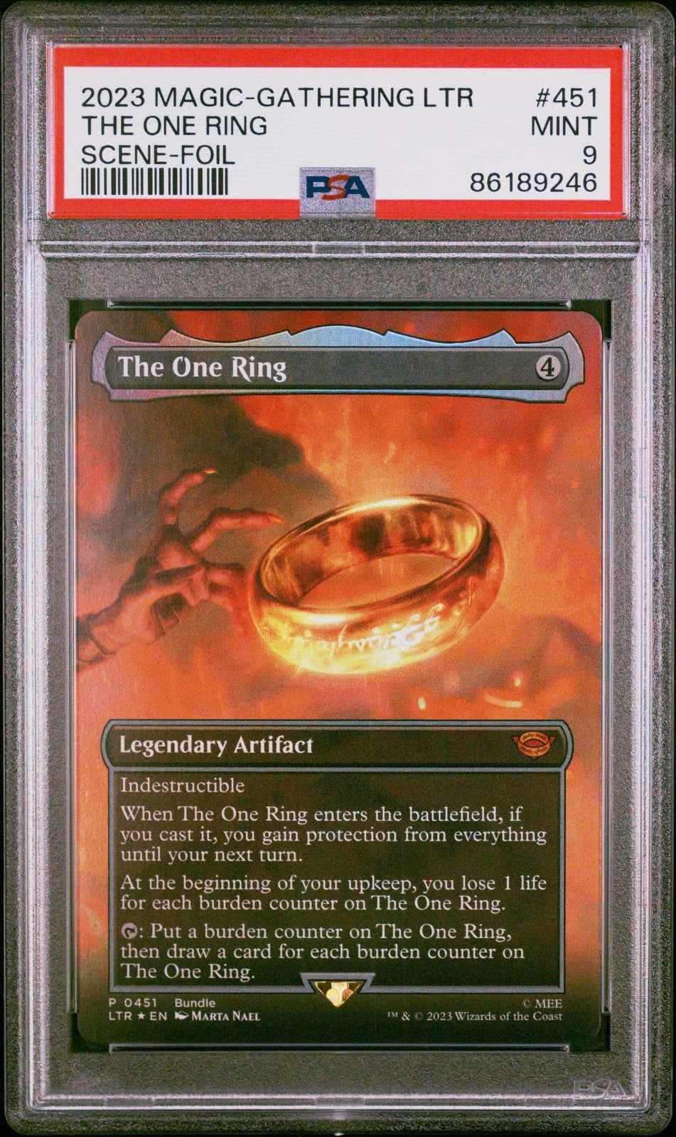 Graded 2023 Magic The Gathering The One Ring Foil #LOTR Card PSA 9