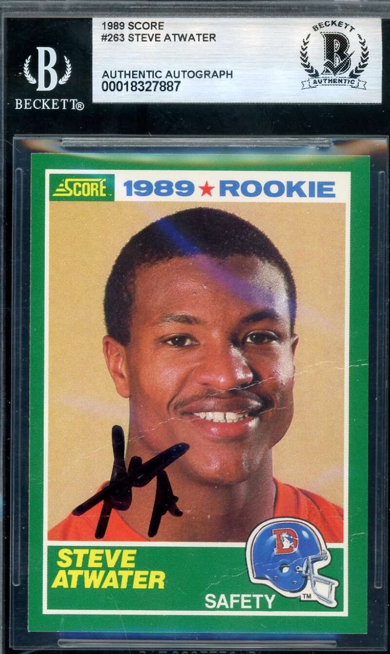 Steve Atwater Beckett BAS Signed 1989 Score Rookie Autograph