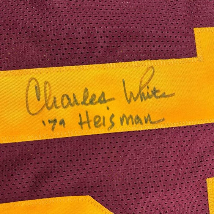 Framed Autographed/Signed Charles White 35x39 79 Heisman USC Jersey JSA COA