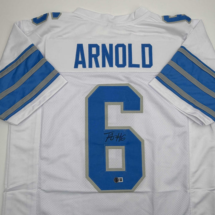 Autographed/Signed Terrion Arnold Detroit White Jersey Beckett BAS COA