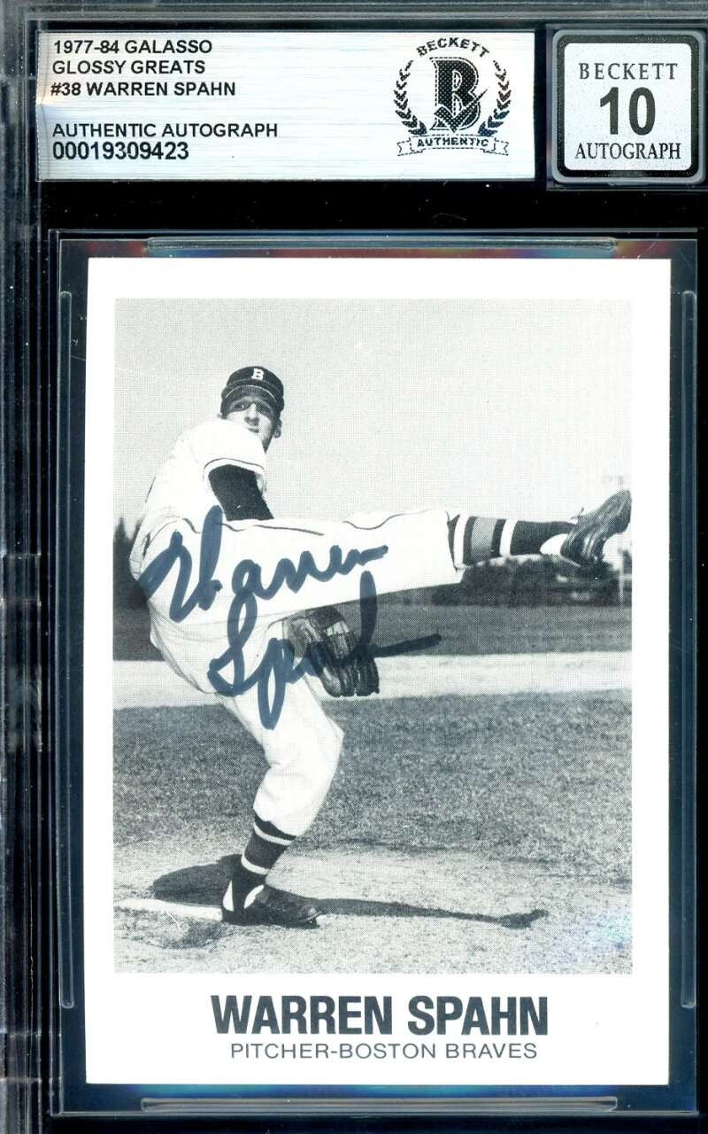 Warren Spahn Gem Mint 10 Beckett BAS Signed 1977-84 Galasso Glossy Greats Auto