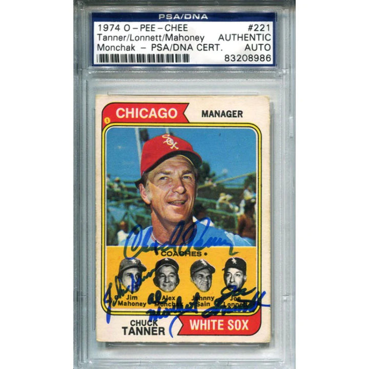 Chuck Tanner Joe Lonnett Alex Monchak & Jim Mahoney Autographed 1974 O-Pee-Chee