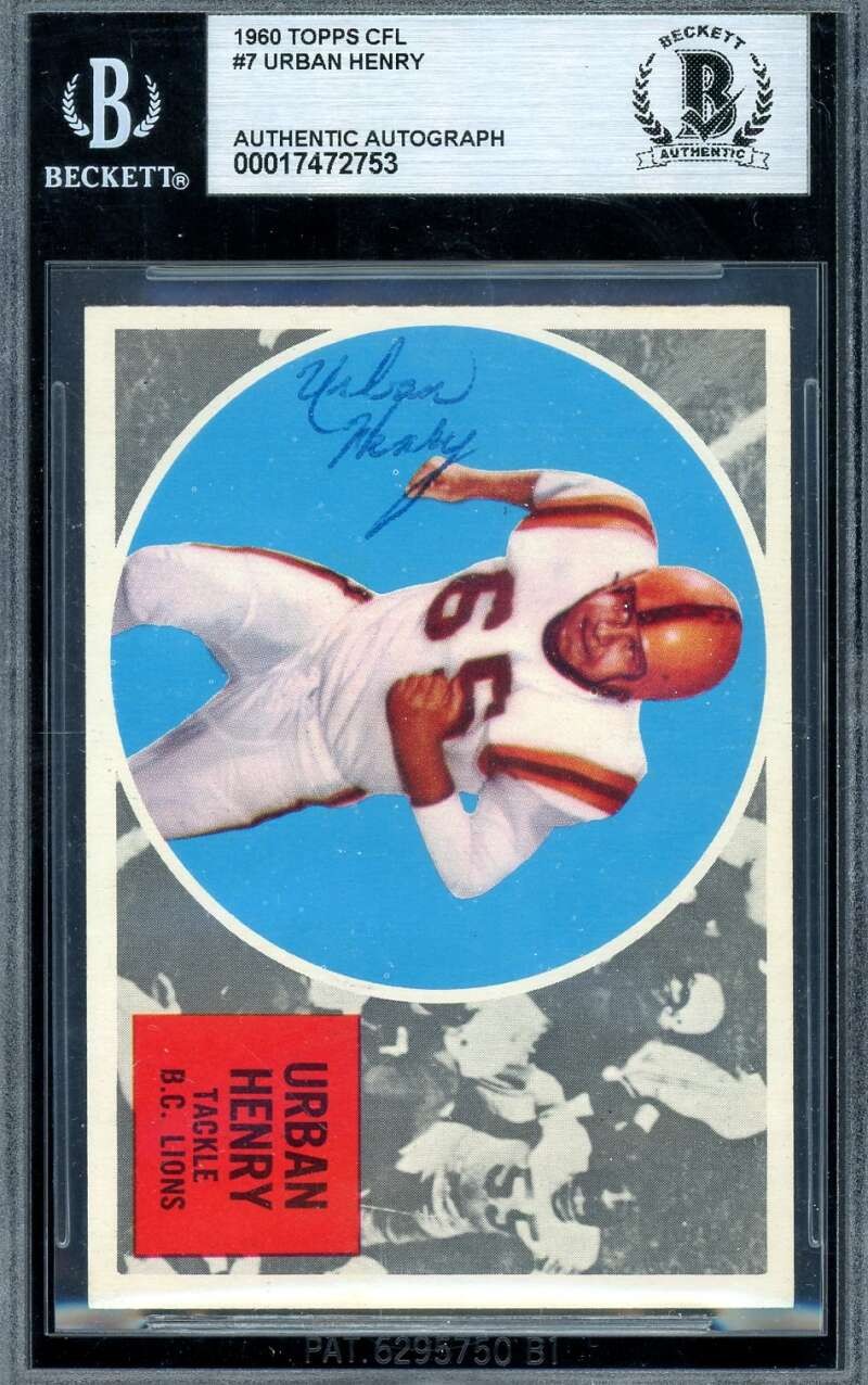 Urban Henry Beckett BAS Signed Rare D.79 1960 Topps CFL Packers Autograph