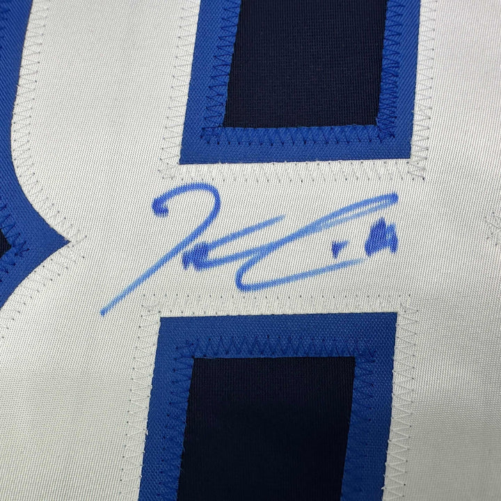 Framed Autographed/Signed Kyle Connor 35x39 Winnipeg Blue Jersey JSA COA
