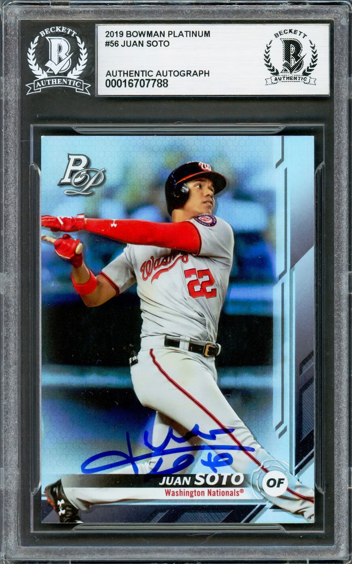 Juan Soto Autographed Signed 2019 Bowman Platinum Card 56 New York Mets Beckett