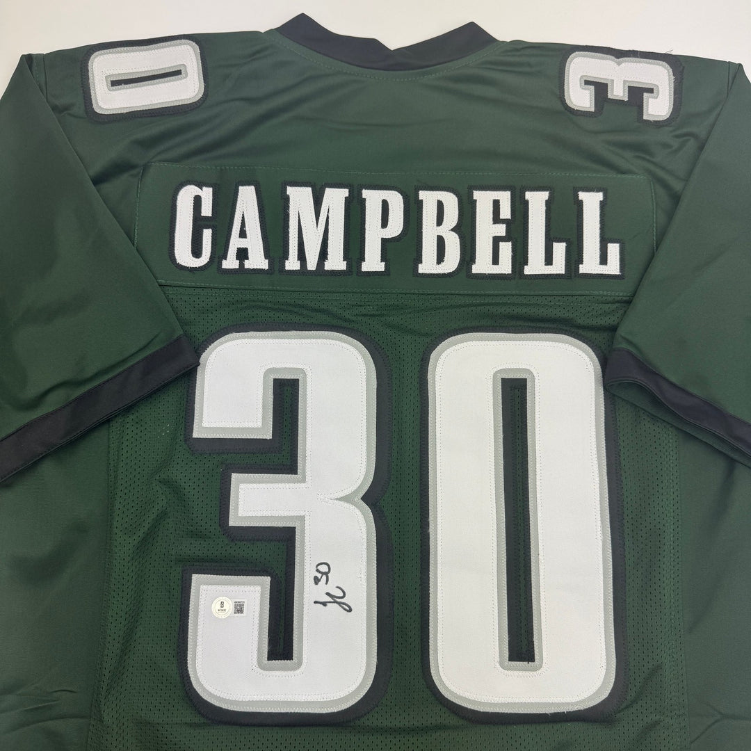 Autographed/Signed Jihaad Campbell Philadelphia Green Football Jersey BAS COA