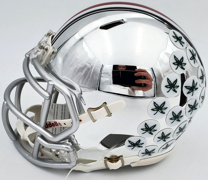 Justin Fields Signed Ohio State Buckeyes Chrome Silver Speed Mini Helmet Beckett