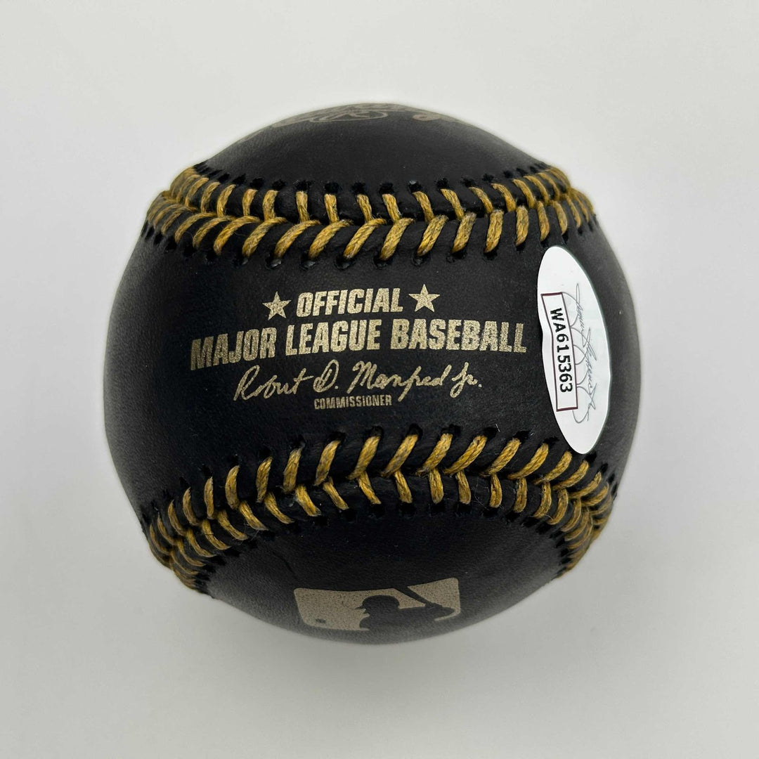 Autographed/Signed Gary Sheffield Black Rawlings ROML Baseball JSA COA