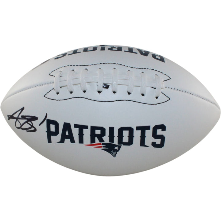 AJ Brown Autographed New England Patriots Logo Football Beckett Witnessed 57964