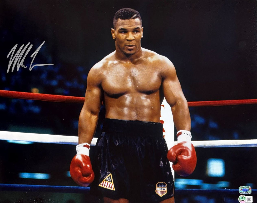 Mike Tyson Signed To Left 16x20 Boxing Stare Photo BAS