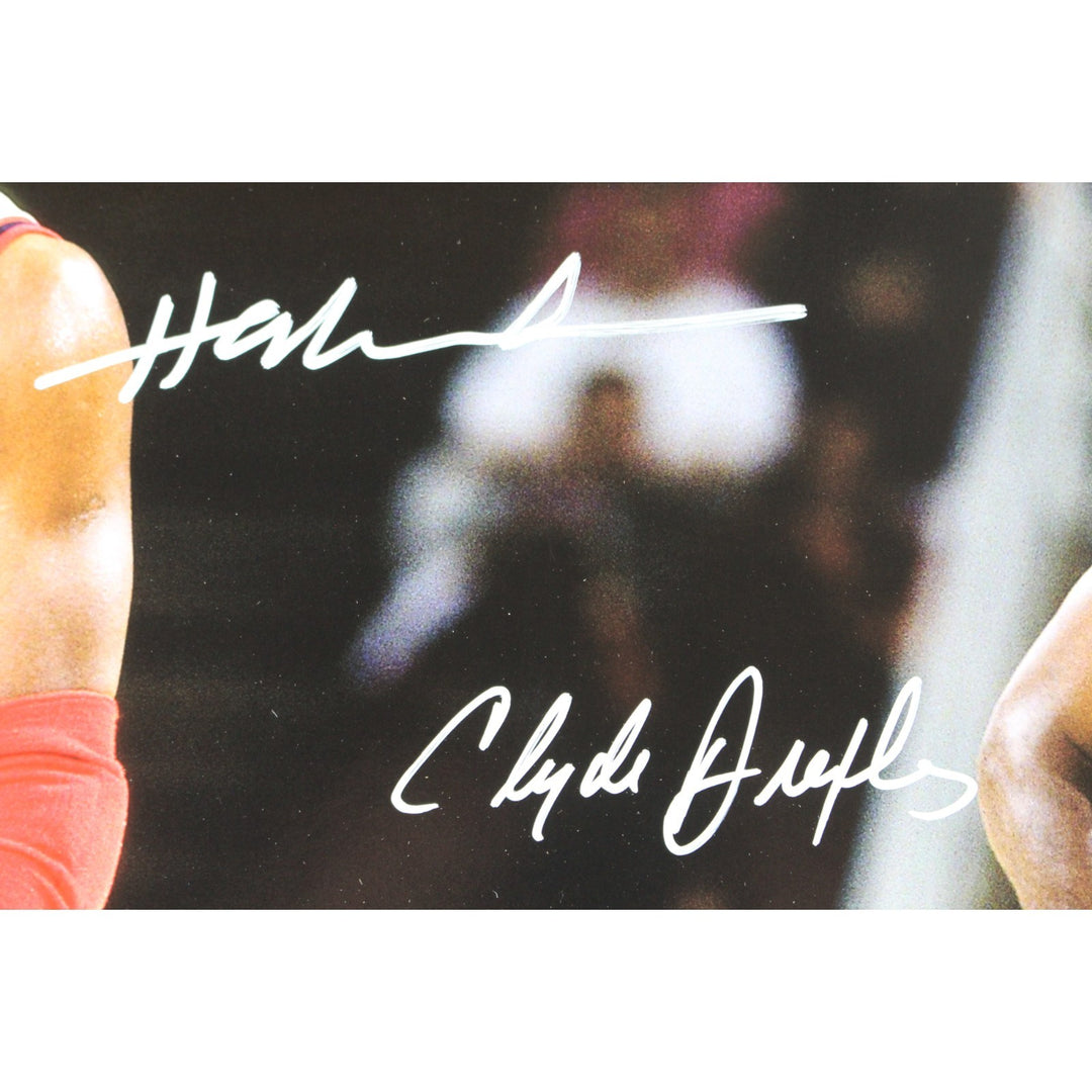 Hakeem Olajuwon Clyde Drexler Signed Houston Rockets 16x20 Photo Beckett 49764