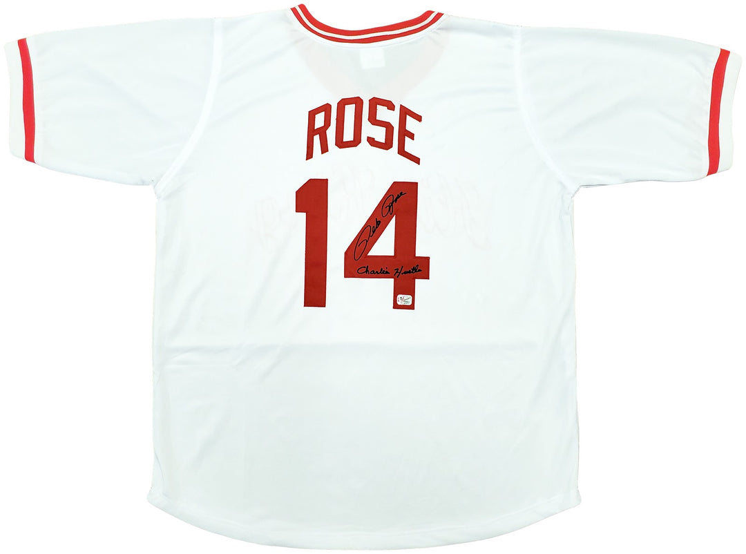 Cincinnati Reds Pete Rose Signed White Jersey "Charlie Hustle" PR Holo