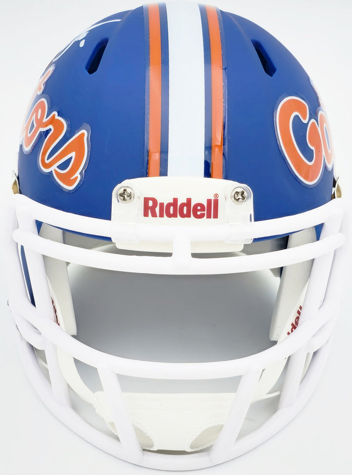 Urban Meyer Autographed Signed Florida Gators Blue Speed Mini Helmet Beckett Wit