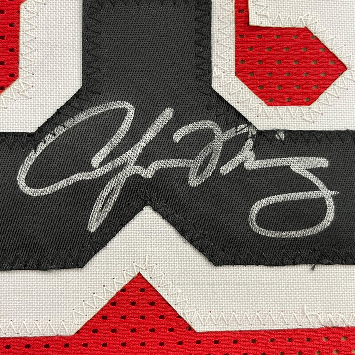 Framed Autographed/Signed Alonzo Mourning 33x42 Miami Red Jersey JSA COA
