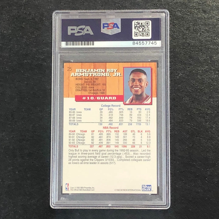 1993-94 NBA Hoops #25 B. J. Armstrong Signed Card AUTO PSA Slabbed Bulls